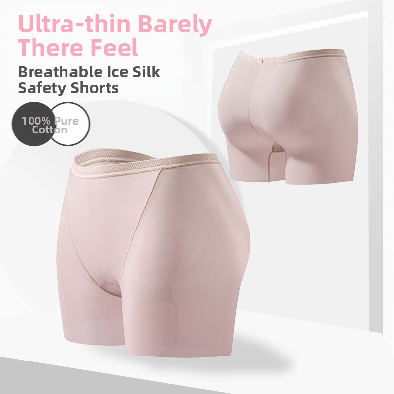 Дамски предпазни къси панталони, устойчиви на излагане на слънце, 100% антибактериален памук в областта на слабините, дишащи и бързосъхнещи за лятото, ледена коприна, тънки предпазни клинове