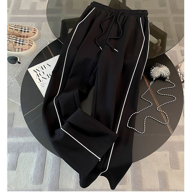 Módne športové obleky 2024 pre ženy, jesenné módne ležérne kórejské nohavice so zipsom a širokými nohavicami, dvojdielna súprava