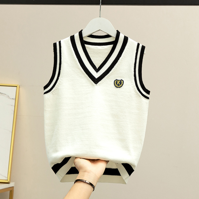 2025. aasta uued keskmise ja suure suurusega poiste vestid sügiseks ja talveks, suurte laste puhtast puuvillast kootud vestid, koolivormid sügiseks ja talveks, trendikad hulgimüügitooted