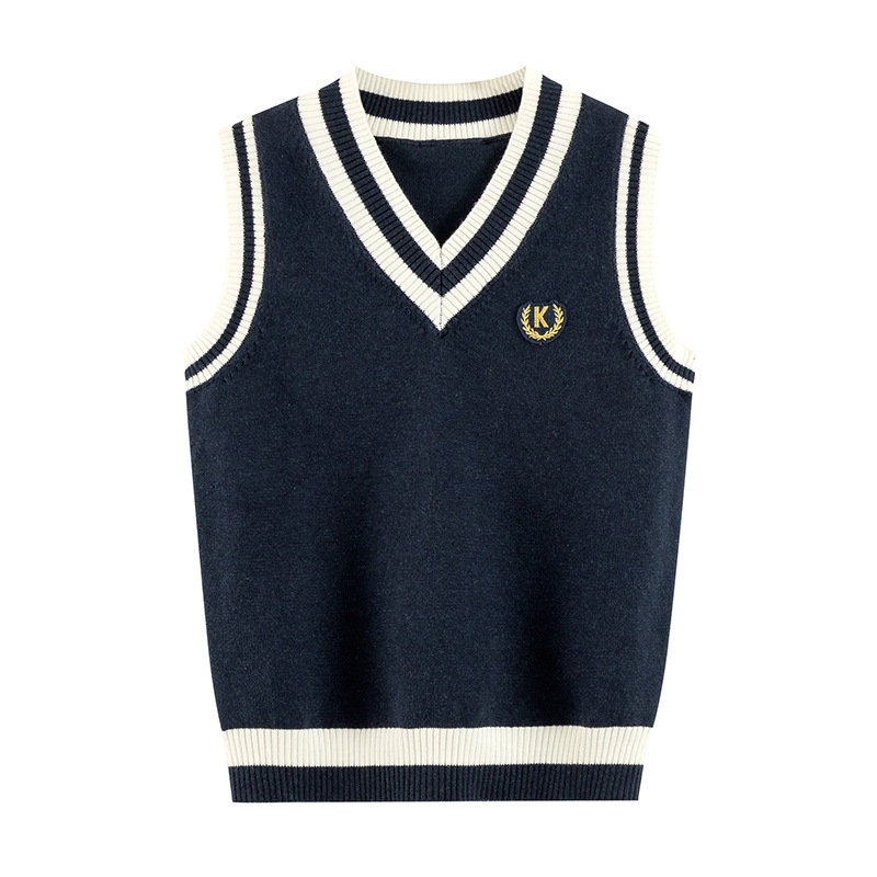 2025. aasta uued keskmise ja suure suurusega poiste vestid sügiseks ja talveks, suurte laste puhtast puuvillast kootud vestid, koolivormid sügiseks ja talveks, trendikad hulgimüügitooted