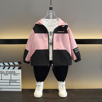 Laste sügisene uus Korea stiilis kapuutsiga jope Rush riided suurtele lastele beebikirjaga päikesejope trendikas