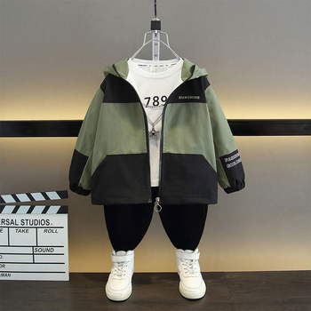Laste sügisene uus Korea stiilis kapuutsiga jope Rush riided suurtele lastele beebikirjaga päikesejope trendikas
