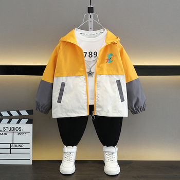 Αγορίστικο ανοιξιάτικο και φθινοπωρινό μπουφάν με χρωματικά μπλοκαρίσματα κινουμένων σχεδίων σε κορεατικό στιλ, λεπτό παλτό με μακριά μανίκια για κορίτσια, ευέλικτο