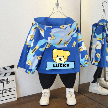 Dječja odjeća 2025. Proljetni kaput za dječake, tanki veliki dječji crtani stil, Russo Boy`s jakna s kapuljačom