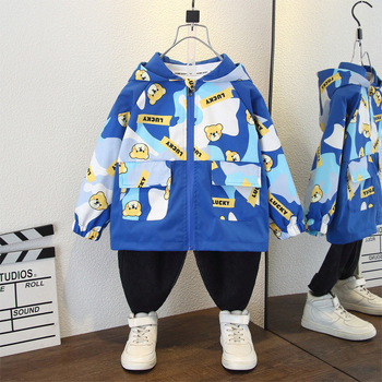 Dječja odjeća 2025. Proljetni kaput za dječake, tanki veliki dječji crtani stil, Russo Boy`s jakna s kapuljačom