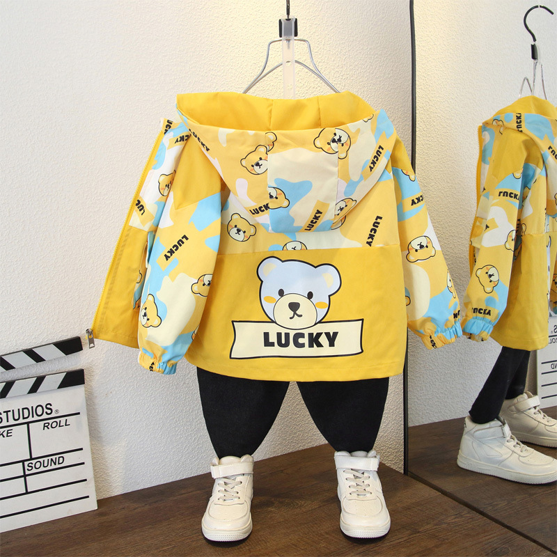 Dječja odjeća 2025. Proljetni kaput za dječake, tanki veliki dječji crtani stil, Russo Boy`s jakna s kapuljačom