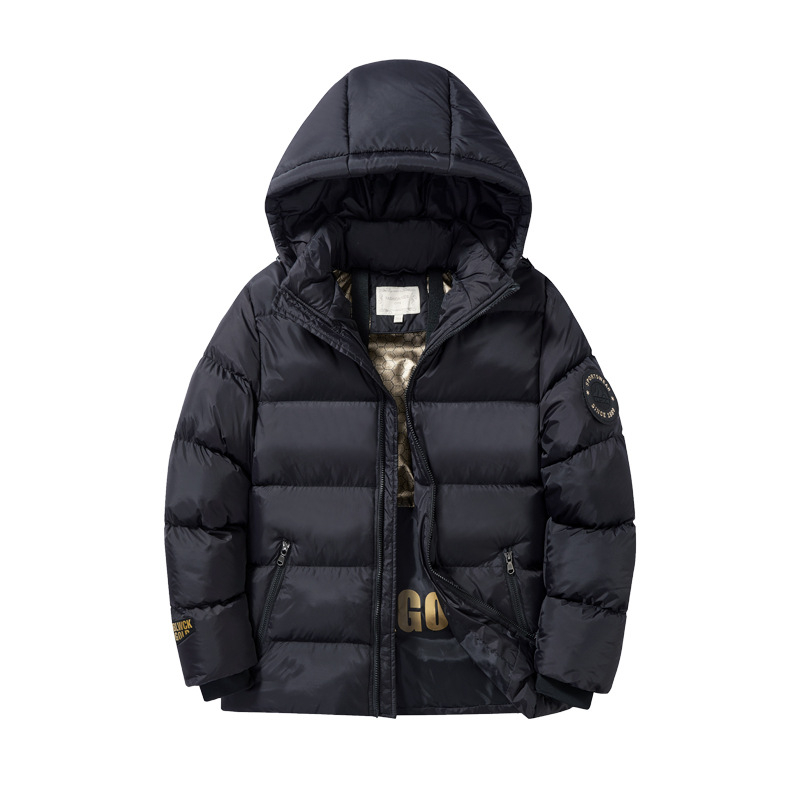 Παιδικό μπουφάν με επένδυση από πούπουλο και βαμβάκι, μαύρο χρυσό κοντό παλτό, μεγάλο παιδικό παλτό με επένδυση από βαμβάκι, αδιάβροχο, χειμερινό κοστούμι για αγόρια