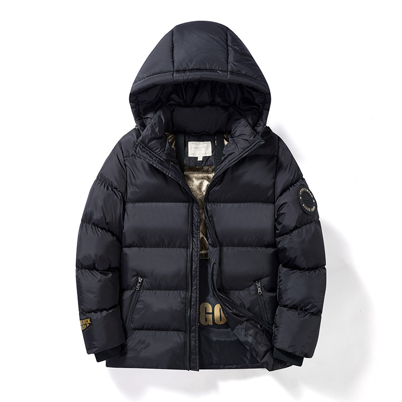 Παιδικό μπουφάν με επένδυση από πούπουλο και βαμβάκι, μαύρο χρυσό κοντό παλτό, μεγάλο παιδικό παλτό με επένδυση από βαμβάκι, αδιάβροχο, χειμερινό κοστούμι για αγόρια