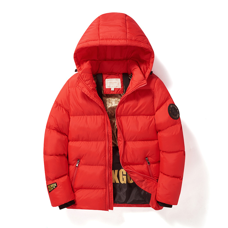 Παιδικό μπουφάν με επένδυση από πούπουλο και βαμβάκι, μαύρο χρυσό κοντό παλτό, μεγάλο παιδικό παλτό με επένδυση από βαμβάκι, αδιάβροχο, χειμερινό κοστούμι για αγόρια