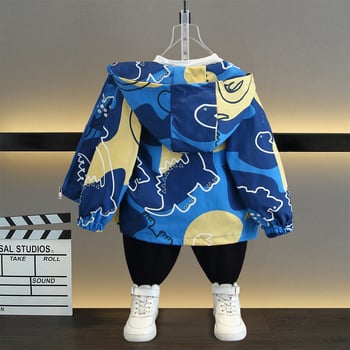 Παιδικό παλτό άνοιξης 2025 παιδικά ρούχα νέο μεγάλο παιδικό μπουφάν με κουκούλα κινουμένων σχεδίων τοπ για αγόρια με πλήρη εκτύπωση trench coat Tide