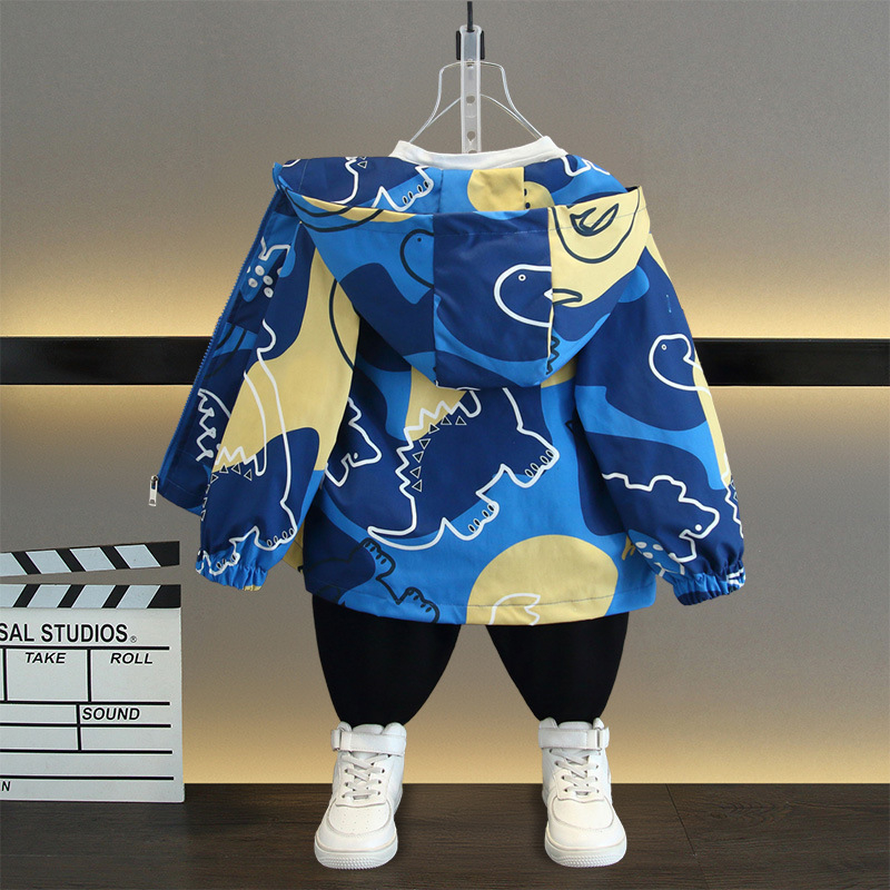 Παιδικό παλτό άνοιξης 2025 παιδικά ρούχα νέο μεγάλο παιδικό μπουφάν με κουκούλα κινουμένων σχεδίων τοπ για αγόρια με πλήρη εκτύπωση trench coat Tide