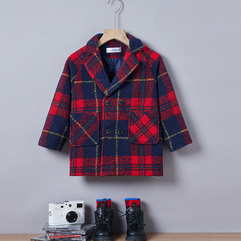 Bērnu rūtainas vilnas virsdrēbes korejiešu stilā rudens un ziemas jaunā stila zēnu un meiteņu silta vējjaka bērnu apģērbu jaka stepēta un sabiezināta