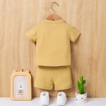 Ljetni novi okrugli izrez s kratkim rukavima, jednostruki top i kratke hlače za dječake, modni, zgodni, slatki, dva komada