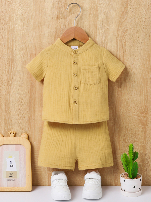 Ljetni novi okrugli izrez s kratkim rukavima, jednostruki top i kratke hlače za dječake, modni, zgodni, slatki, dva komada