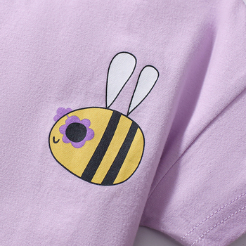 Παιδικό κοστούμι για κορίτσια με καλοκαιρινό στυλ, χαριτωμένο σετ δύο τεμαχίων για παιδιά, ευρωπαϊκού και αμερικανικού στιλ, με στρογγυλή λαιμόκοψη και κοντό μανίκι.