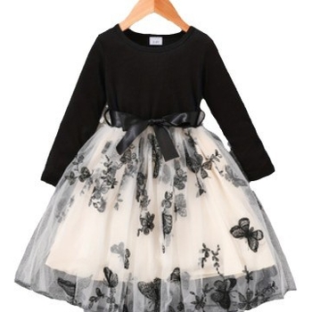 Ευρωπαϊκή και αμερικανική εξαγωγή φθινοπώρου και χειμώνα κορίτσια πριγκίπισσα με μακριά μανίκια, μακριά φούστα, καθαρό χρώμα, κεντημένο φόρεμα μόδας πεταλούδας