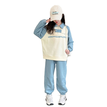 Κοριτσίστικο ανοιξιάτικο κοστούμι 2024, νέο παιδικό δυτικό στυλ casual print POLO γιακάς, δύο τεμαχίων, ανοιξιάτικα ρούχα