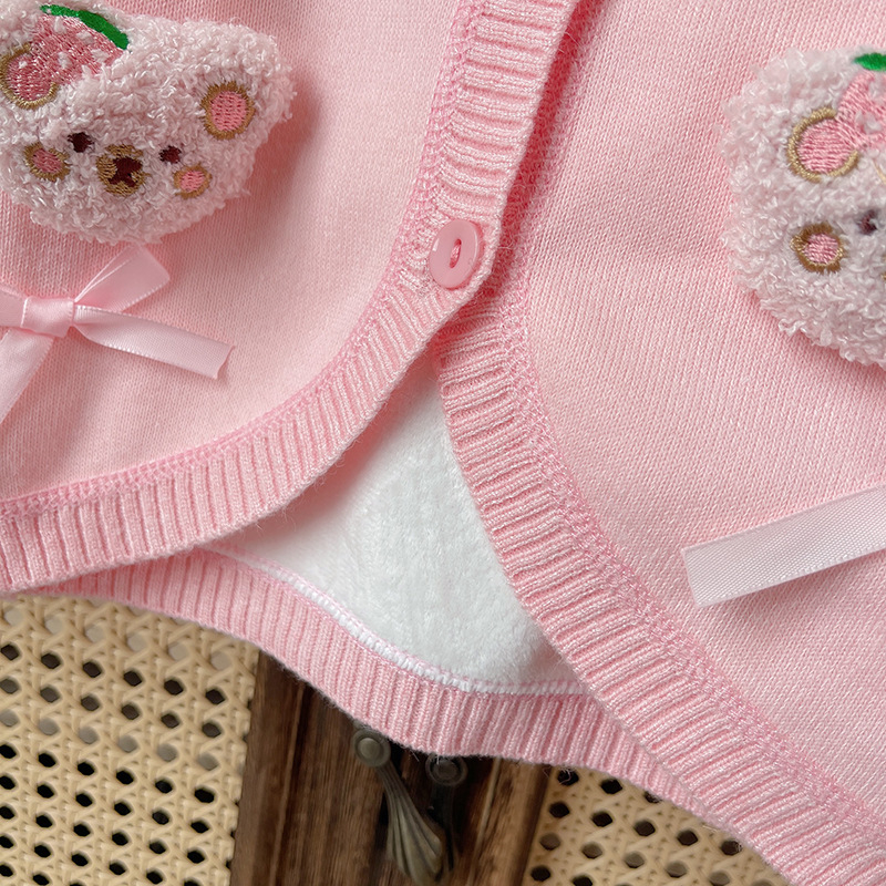 Korea stiilis tüdrukute kootud kardigan kevad ja sügis 2024 uus stiilne kampsun beebitüdruku villane moodne mantel