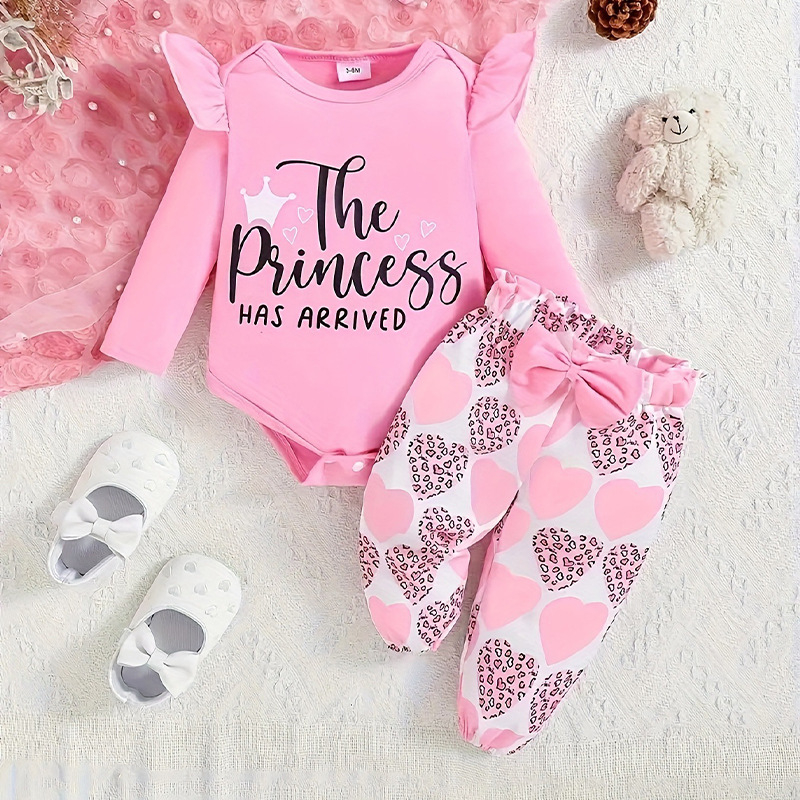 Dječja odjeća, majica dugih rukava za bebe za proljeće i jesen, ljubavne hlače s maramom za glavu, set od tri dijela