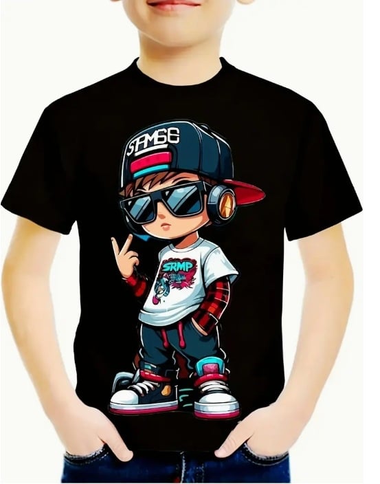 Мъжка тениска с 3D принт по цялото тяло за момчета