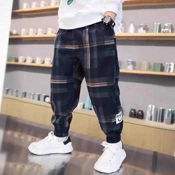 Laste poiste ruudulised püksid 2024. aasta uued suvised teksad kevadeks ja sügiseks, õhukesed suured laste lääne stiilis püksid