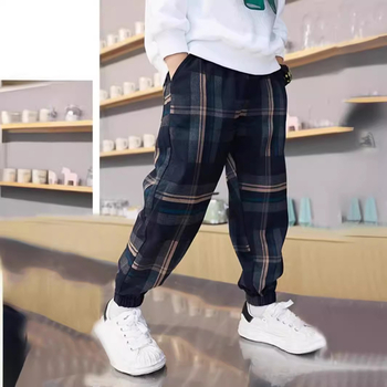 Laste poiste ruudulised püksid 2024. aasta uued suvised teksad kevadeks ja sügiseks, õhukesed suured laste lääne stiilis püksid