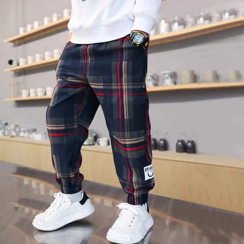 Laste poiste ruudulised püksid 2024. aasta uued suvised teksad kevadeks ja sügiseks, õhukesed suured laste lääne stiilis püksid