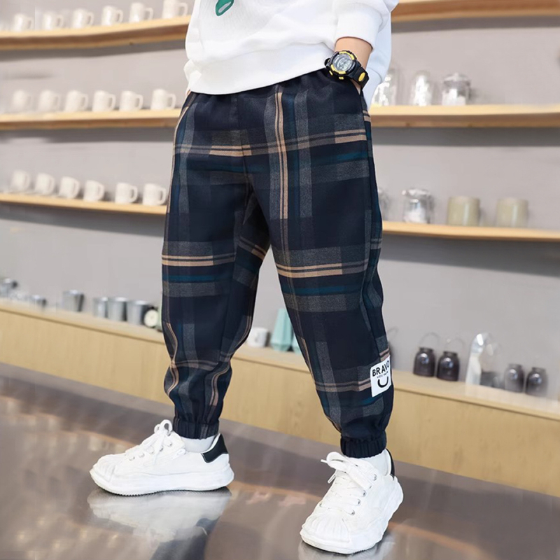 Laste poiste ruudulised püksid 2024. aasta uued suvised teksad kevadeks ja sügiseks, õhukesed suured laste lääne stiilis püksid