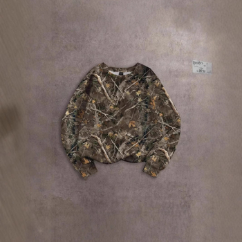 Nova vintage majica dugih rukava s V-izrezom, europska i američka prekogranična ženska majica iz 2025., minimalistički ležeran stil, s kamuflažnim uzorkom grana i uzorkom grana