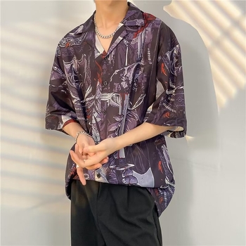 2024 νεανικό δημοφιλές πουκάμισο τυπωμένο μοντέρνο κοντομάνικο μοντέρνο χαλαρό μοντέρνο νέο καλοκαιρινό ανδρικό casual floral