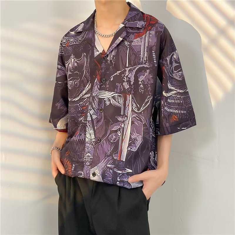 2024. popularna mladenačka majica s printom, moderna, kratkih rukava, moderna, široka, moderna nova ljetna muška ležerna cvjetna majica