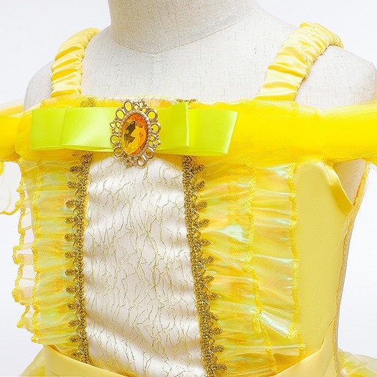 Helovino princesės ailuo suknelė, vaikiška princesės varpelio suknelė, vaikiški drabužiai, mergaičių suknelė, vaikiška suknelė, geltona