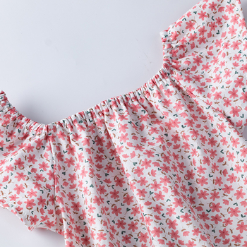 Καλοκαιρινά νέα ρούχα μωρού floral μικρό μανίκι που πετάει romper θηλυκό μωρό δυτικού στυλ χαριτωμένο homewear αξεσουάρ μαλλιών κοστούμι μόδας