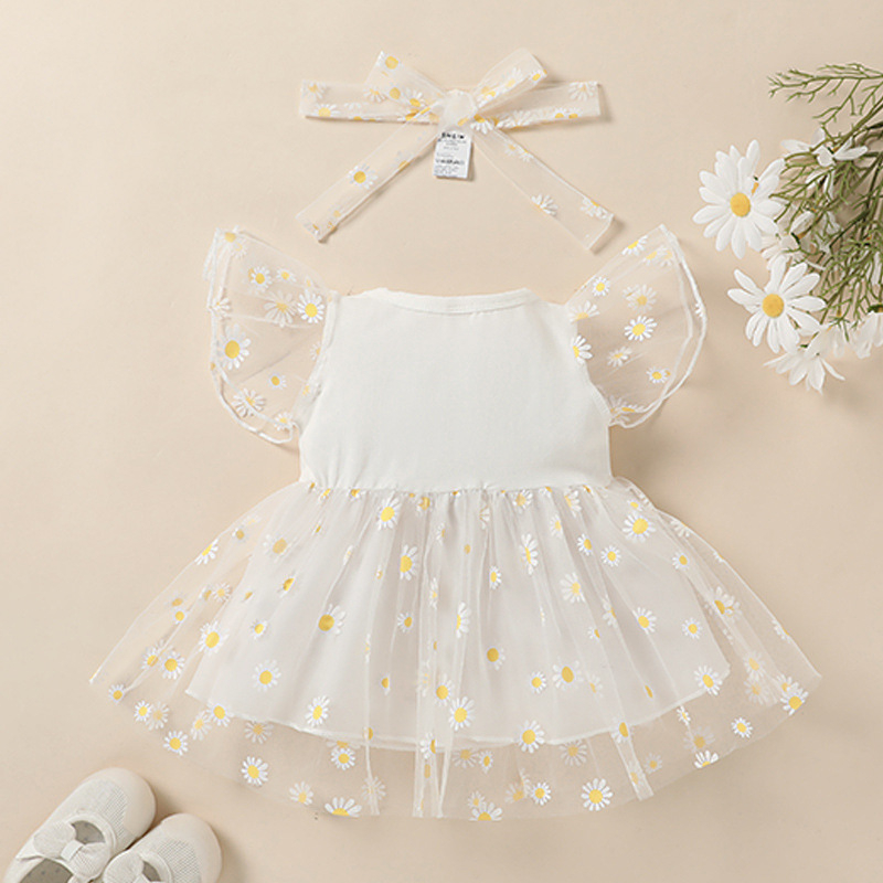 2023 Amazon Foreign Trade Explosions Detské šaty Sieťované košeľové šaty Kvetinové sieťované dievčenské šaty