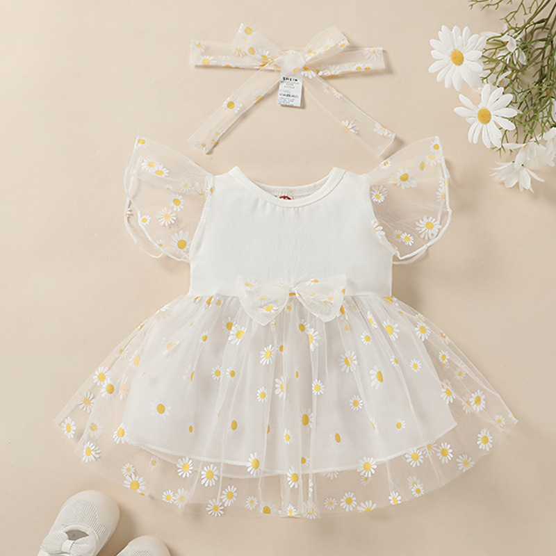 2023 Amazon Foreign Trade Explosions Detské šaty Sieťované košeľové šaty Kvetinové sieťované dievčenské šaty