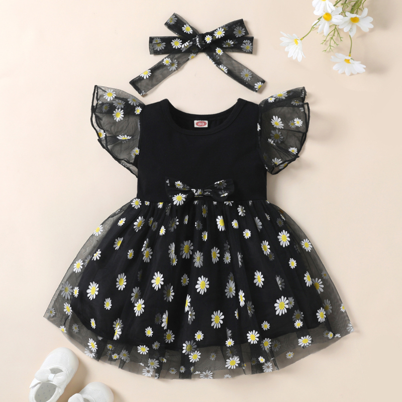 2023 Amazon Foreign Trade Explosions Detské šaty Sieťované košeľové šaty Kvetinové sieťované dievčenské šaty