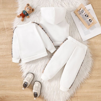Σετ φορμάκι με μακριά μανίκια για νεογέννητο μωρό, χοντρό κορμάκι με κουκούλα, αθλητικό παντελόνι, σετ τριών τεμαχίων για χειμερινά εξωτερικά ρούχα