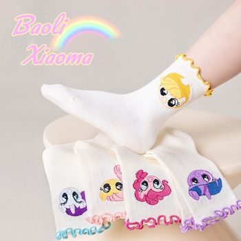 Djevojačke čarape Proljetne i jesenske dječje čarape Čipkaste princezine čarape Srednje tanke Crtane čarape s duginim ponijem Ženske čarape za sve uzraste