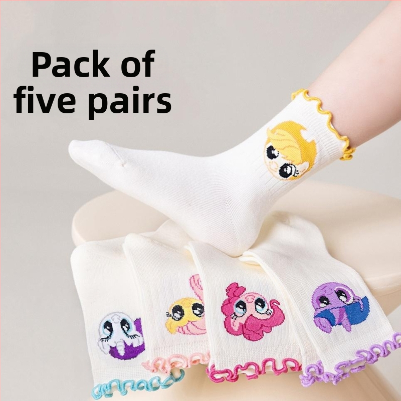 Djevojačke čarape Proljetne i jesenske dječje čarape Čipkaste princezine čarape Srednje tanke Crtane čarape s duginim ponijem Ženske čarape za sve uzraste