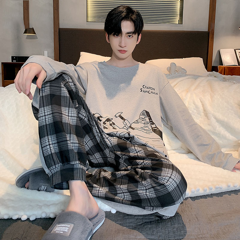 Meeste kevad- ja sügispidžaama, pikkade varrukatega, vabaaja, pluss-suuruses poistele ja teismelistele, õhuke talvine koduriietus, mida saab kanda ka õues