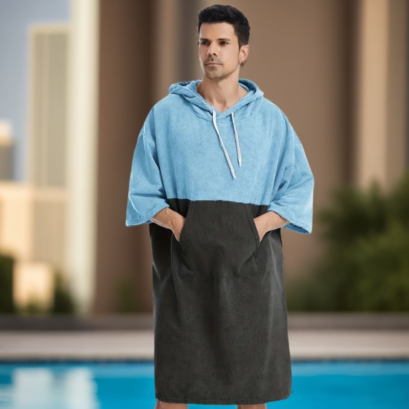 Suvine 2025 mikrokiust kapuutsiga suurte klapiga taskutega püksid, ülemise ja alumise osa ühendamine, kiiresti kuivav vettimav rannakate, hommikumantel