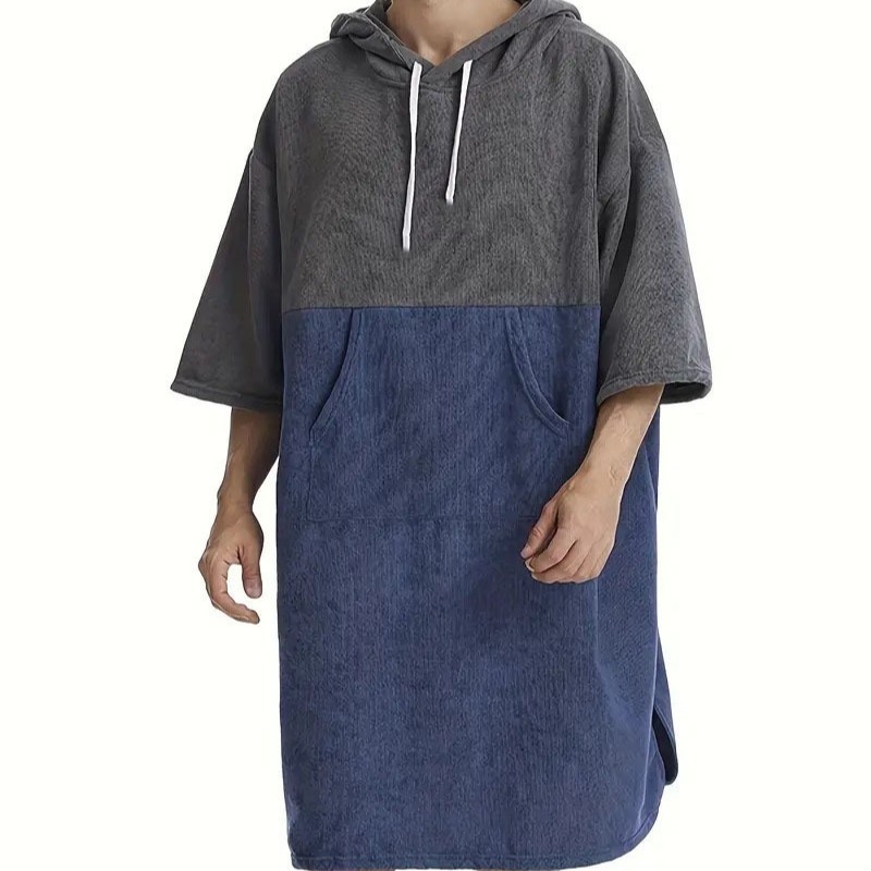 Suvine 2025 mikrokiust kapuutsiga suurte klapiga taskutega püksid, ülemise ja alumise osa ühendamine, kiiresti kuivav vettimav rannakate, hommikumantel