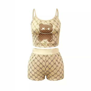 2024 Amazon AliExpress Európa a Spojené štáty nové podväzkové šortky s potlačou medveďa, tenký ležérny oblek