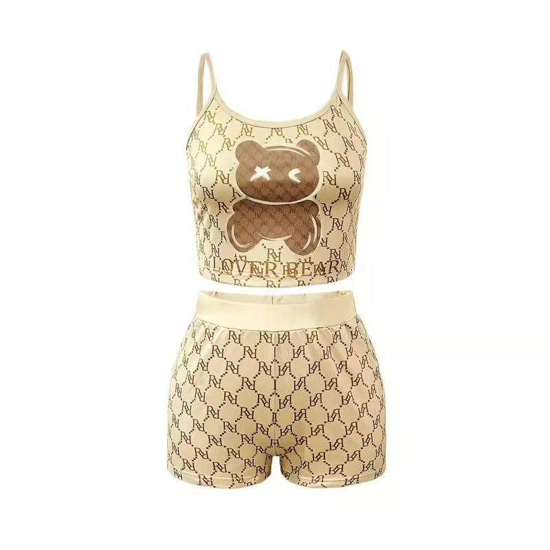 2024 Amazon AliExpress Európa a Spojené štáty nové podväzkové šortky s potlačou medveďa, tenký ležérny oblek