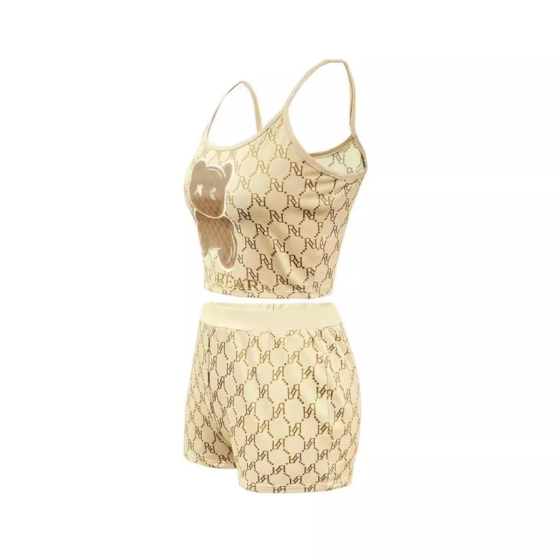 2024 Amazon AliExpress Európa a Spojené štáty nové podväzkové šortky s potlačou medveďa, tenký ležérny oblek