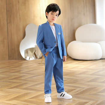 Detský kostým Jarný a jesenný nový kórejský štýl malého obleku pre chlapcov, ležérny kostým pre hostiteľa na prehliadke móla