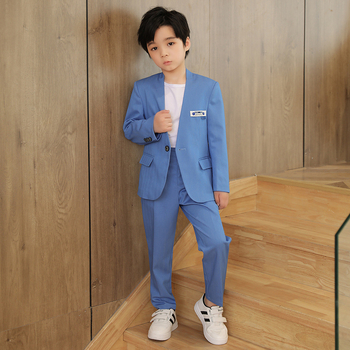 Detský kostým Jarný a jesenný nový kórejský štýl malého obleku pre chlapcov, ležérny kostým pre hostiteľa na prehliadke móla