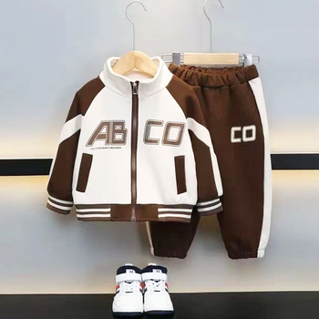 Νέα ανοιξιάτικη και φθινοπωρινή μόδα, casual παιδική φόρμα μπέιζμπολ με γράμματα ABCD, σετ δύο τεμαχίων με μακριά μανίκια, για όλες τις χρήσεις