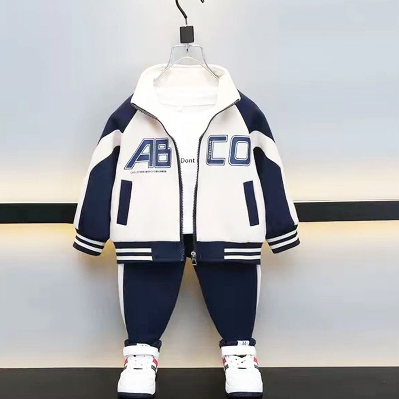 Novo proljetno i jesensko modno ležerno dječje odijelo s dugim rukavima i slovima ABCD, dvodijelni set za bejzbol, odijelo za sve prilike
