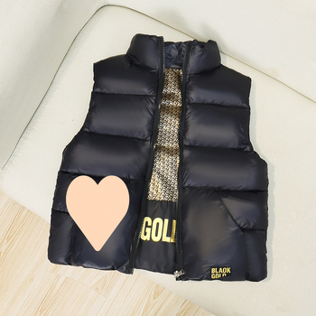 Laste puuvillane vest must-kuldne isekuumeneva kraega talvine pealisriietus paksendatud suurte laste soe vest lääne stiilis vest